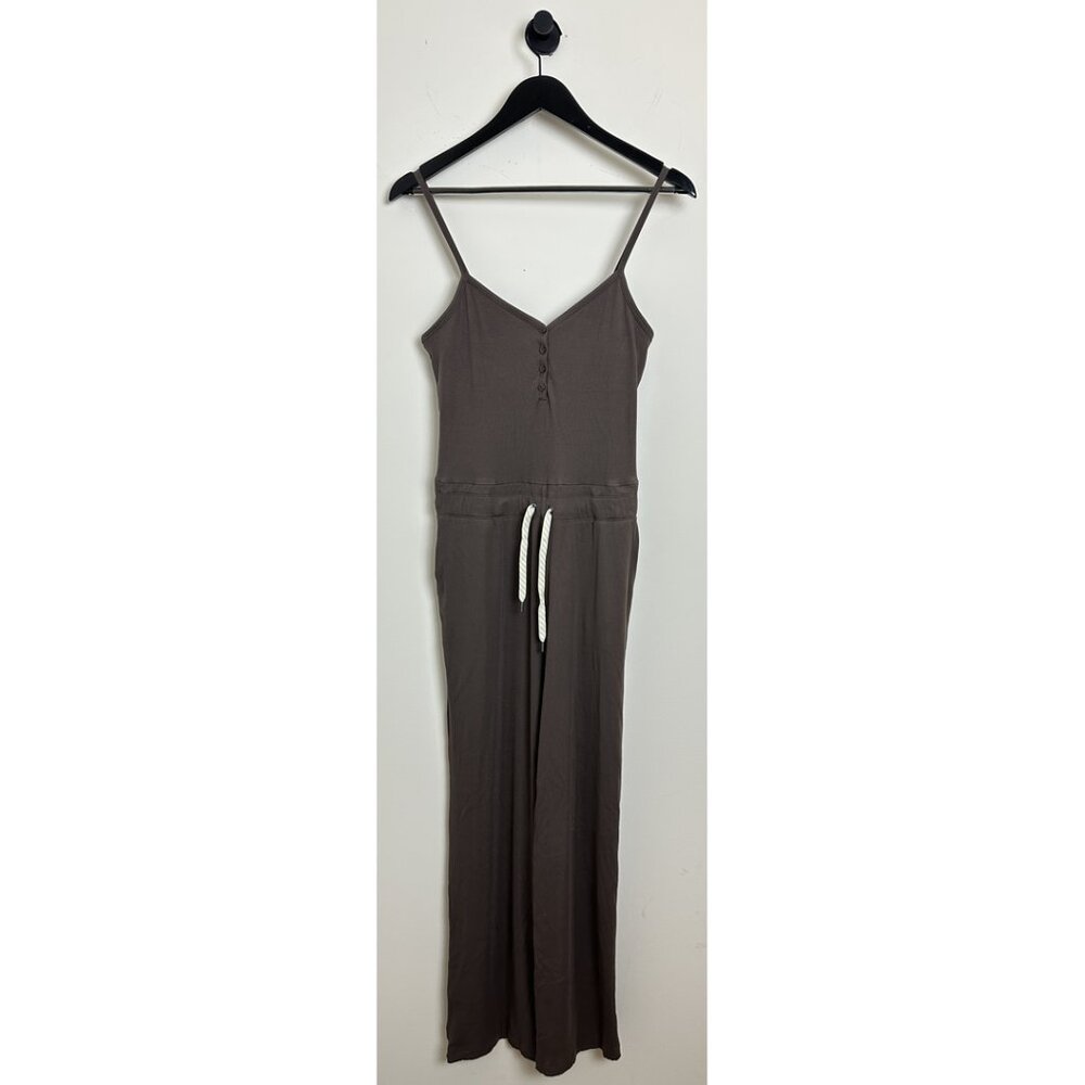 Vuori Brown Pose Henley Jumpsuit with Drawstring - Picture 4 of 9